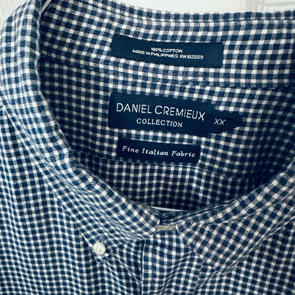 Daniel Cremieux Men's Blue and White Checkered Shirt